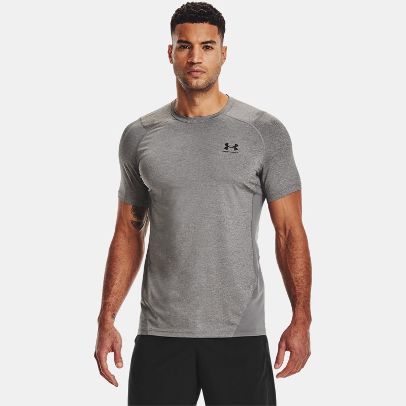 Under Armour Men's HeatGear® Fitted Short Sleeve Carbon Heather / Black XS